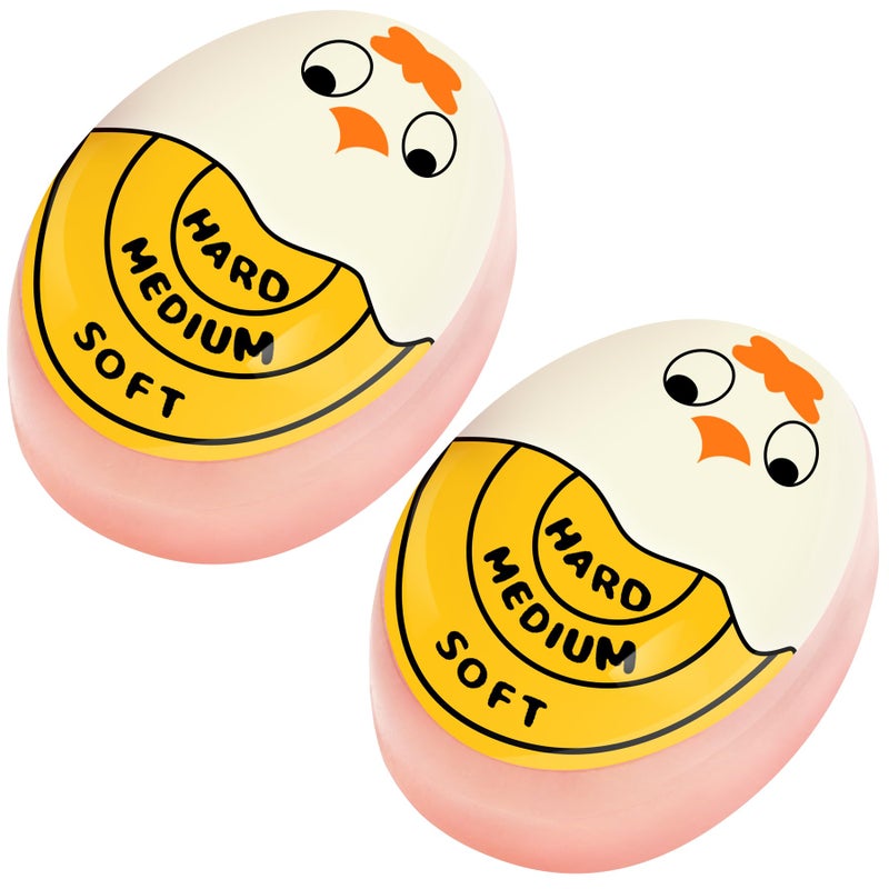 FOREV Egg Timer for Hard Boiled Eggs Soft Boiled Color Changing Indicator Tells When Eggs are Ready, Yellow 2pcs - Image 1
